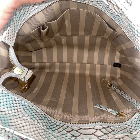 Brahmin Harrison Carryall Python Opal Green Seville Leather Bag - Picture 9 of 9